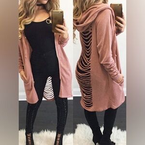 Ladder cut out cardigan with back cut out detail